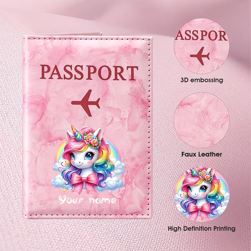 Travel Accessories Passport Holder - Porte-passeport personnalisé en PU avec nom,