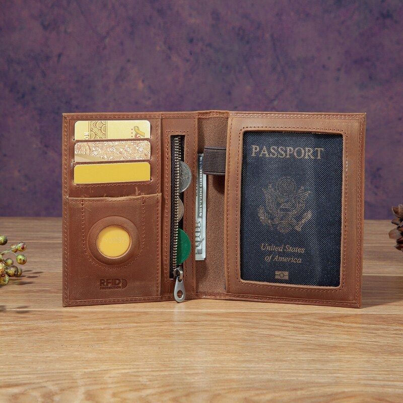 Travel Accessories Passport Holder - Porte-passeport unisexe tendance en cuir véritable,